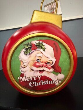 Mr. Christmas 12" Light Up Santa Ornament Blow Mold w/ Timer - New w/Tag